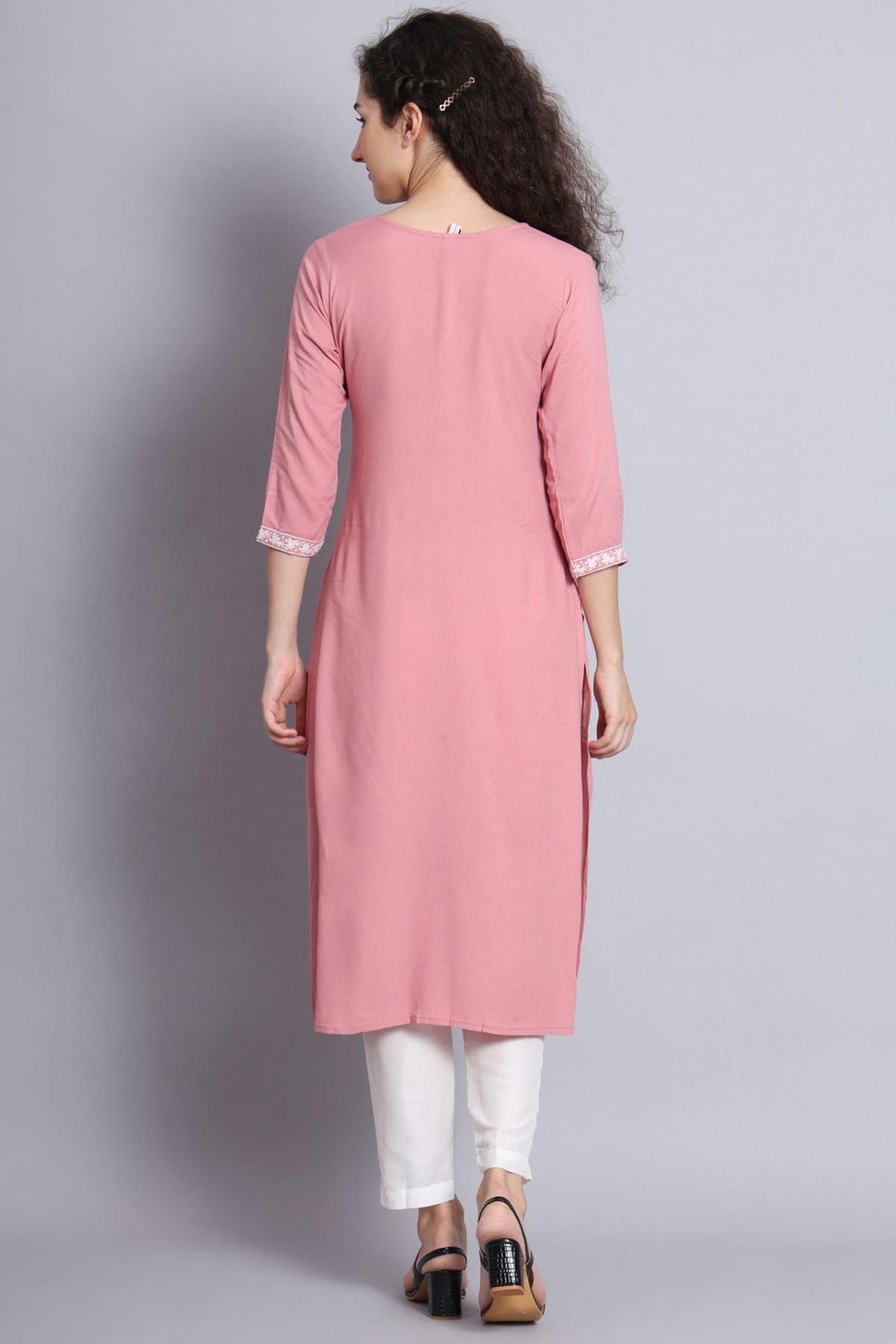 Baby Pink Colour Rayon Kurti VSKR1111219