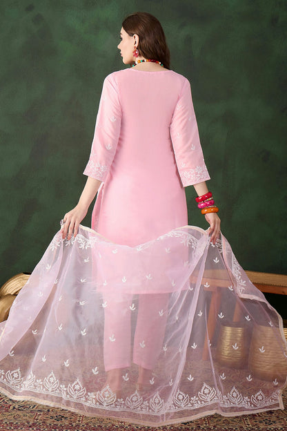 Baby Pink Colour Roman Silk Stitched Salwar Suit VSSS1111481