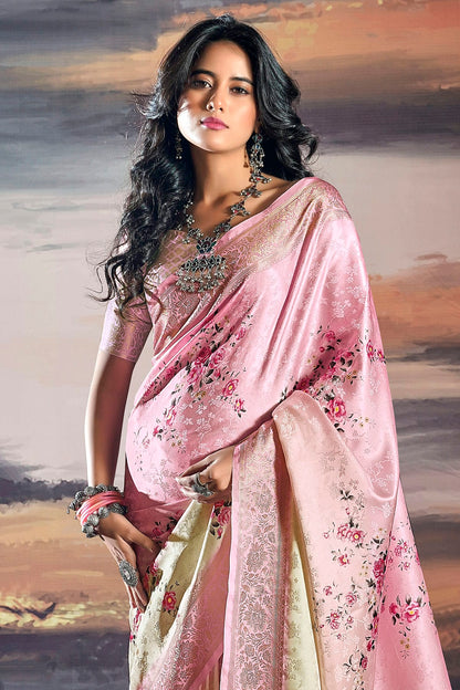 Baby Pink Colour Satin Traditional Saree VSSD1290243