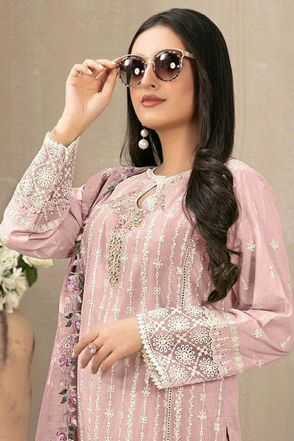 Baby Pink Colour Semi Stitched Faux Georgette Pakistani Suit