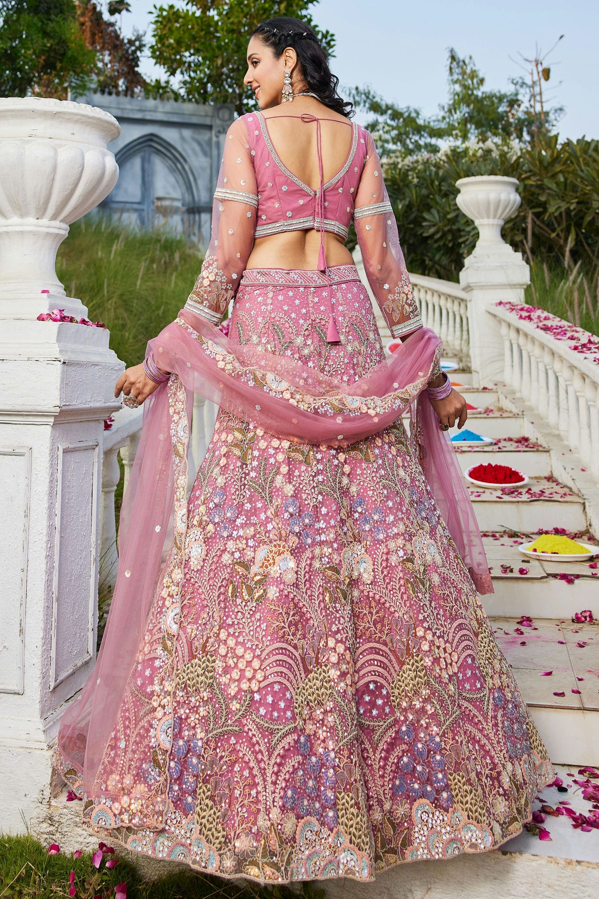 Baby Pink Colour Semi Stitched Net Lehenga Choli VSLC1112545