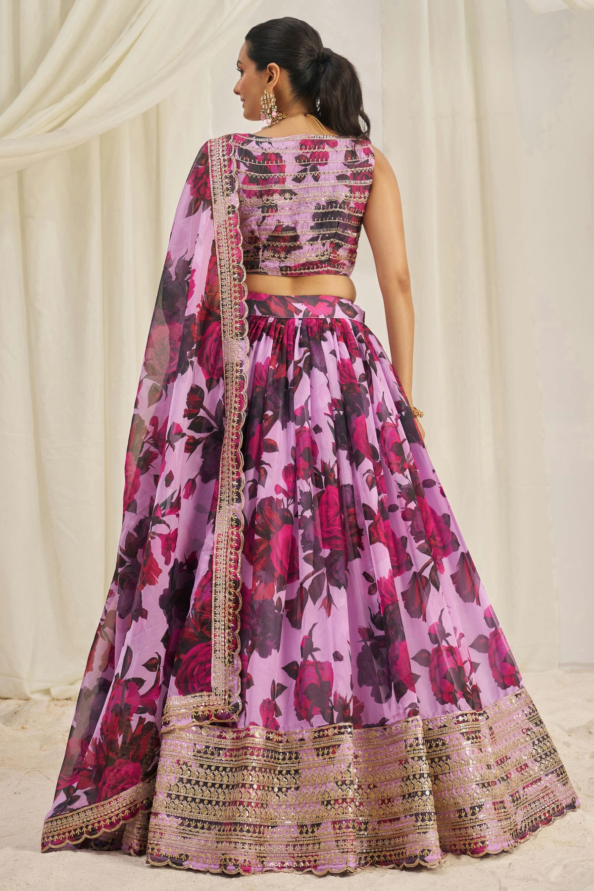 Baby Pink Colour Semi Stitched Organza Lehenga Choli VSLC1080896