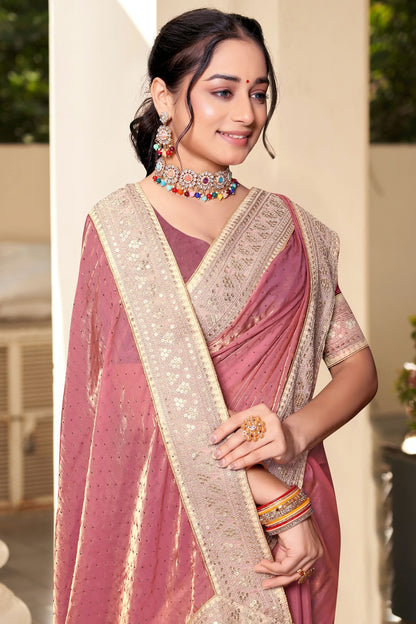 Baby Pink Colour Silk Designer Saree