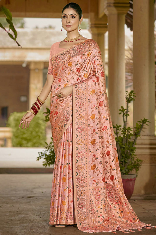 Baby Pink Colour Silk Traditional Saree