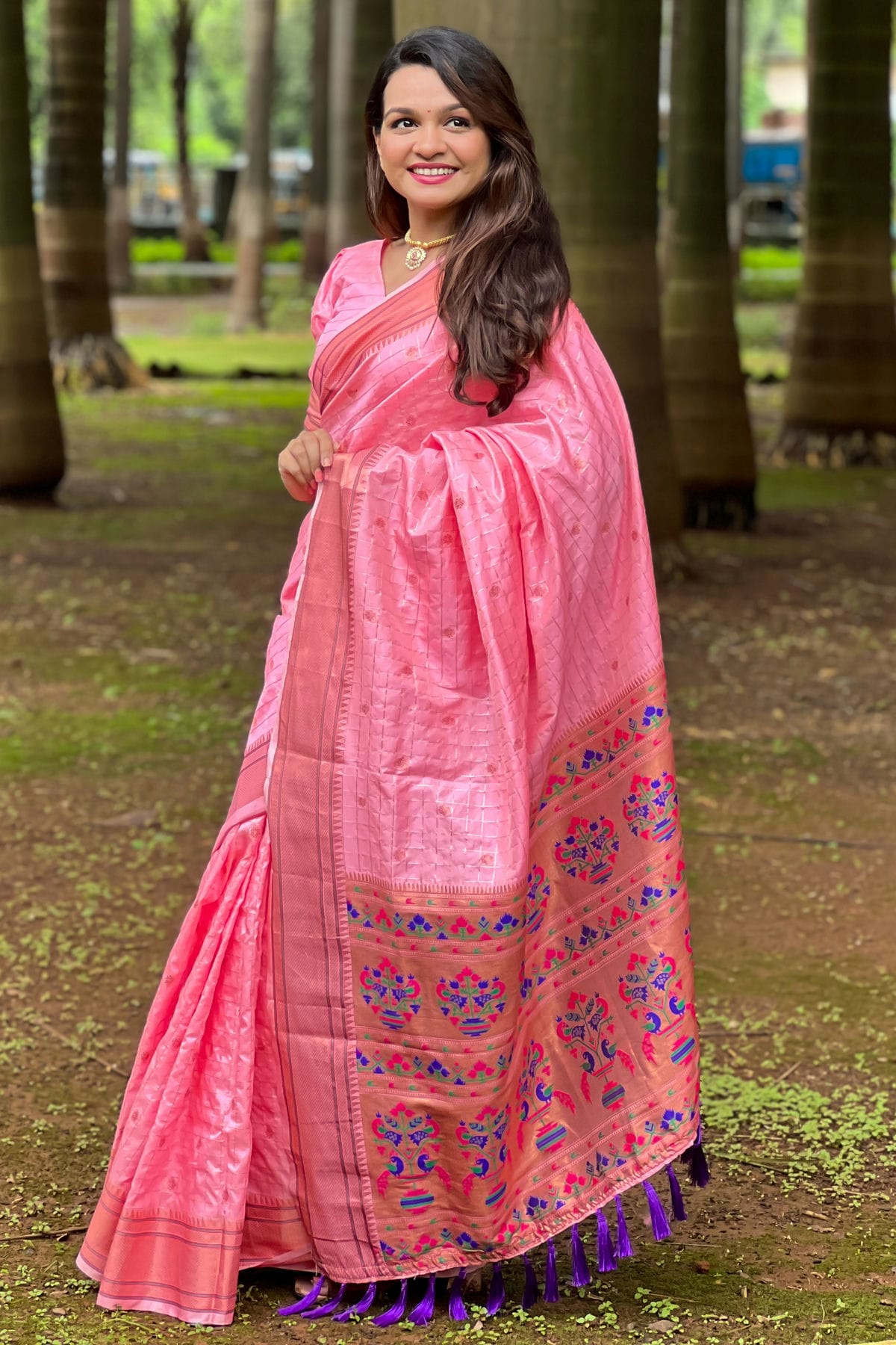 Baby Pink Colour Silk Woven Work Saree VSSD1290036