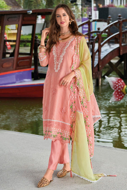 Baby Pink Colour Soft Organza Readymade Pakistani Suit