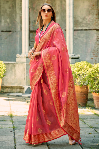 Baby Pink Colour Tissue Silk Saree