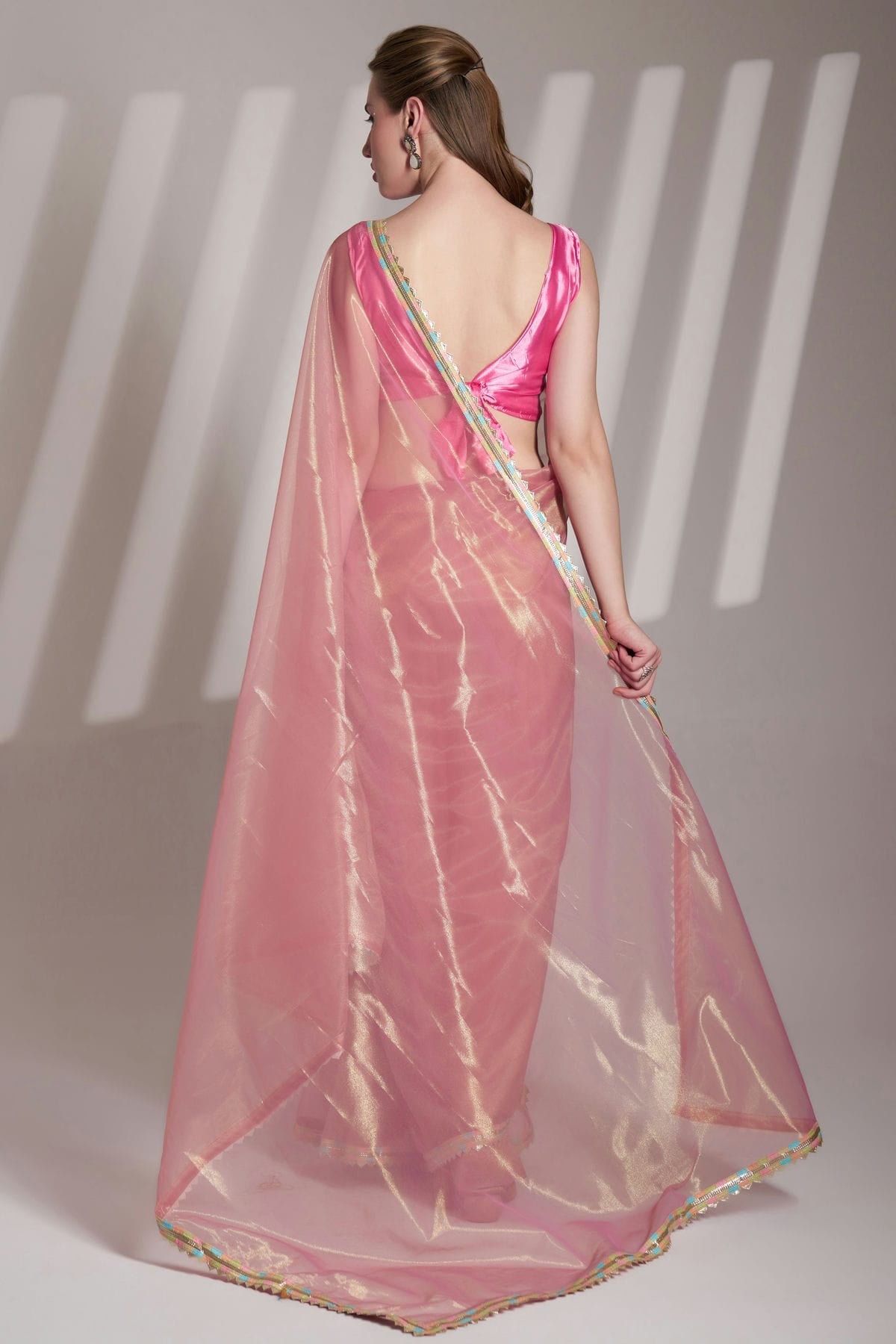 Baby Pink Colour Twill Net Saree VSSD1112732