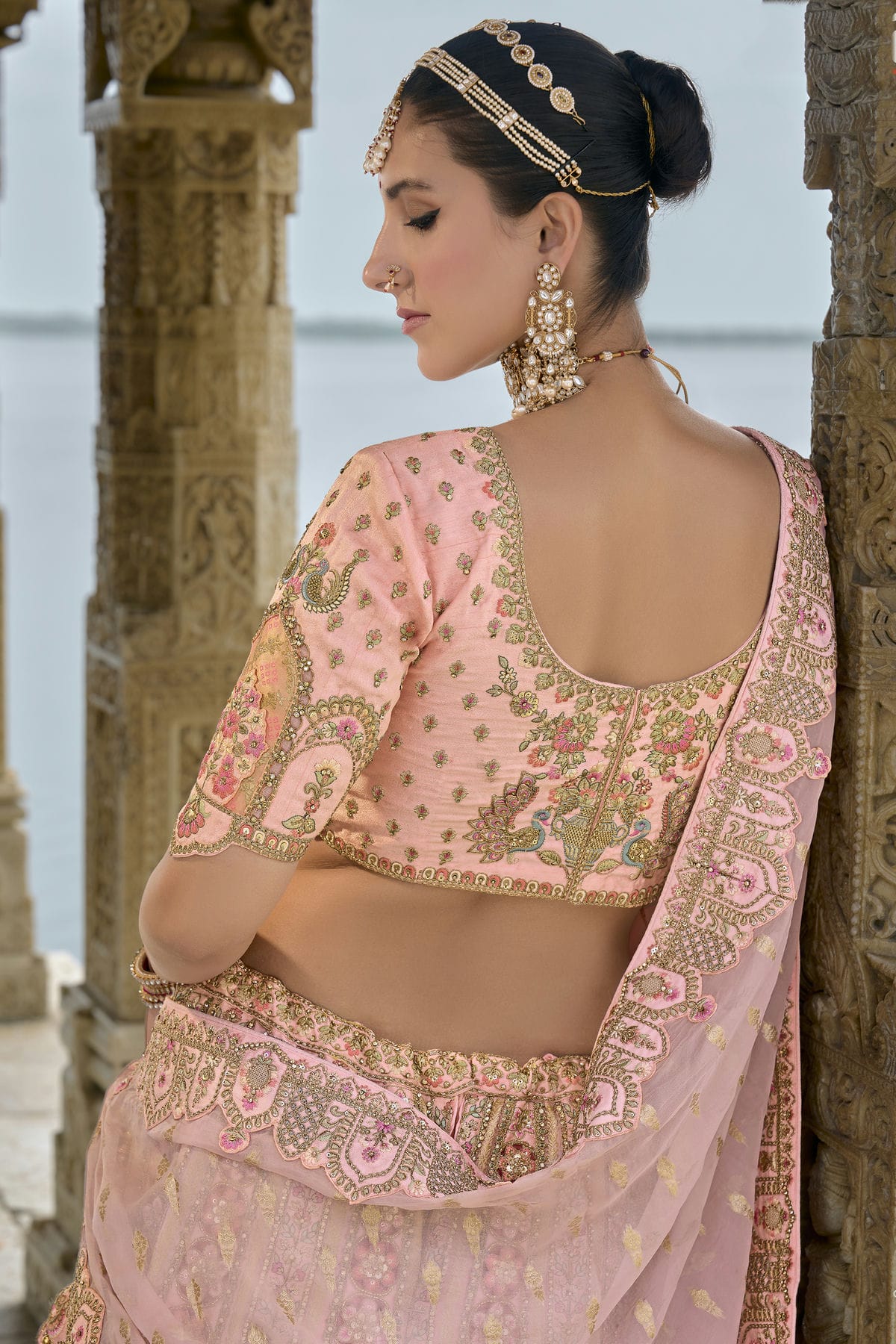 Baby Pink Embroidery Silk Lehenga Choli