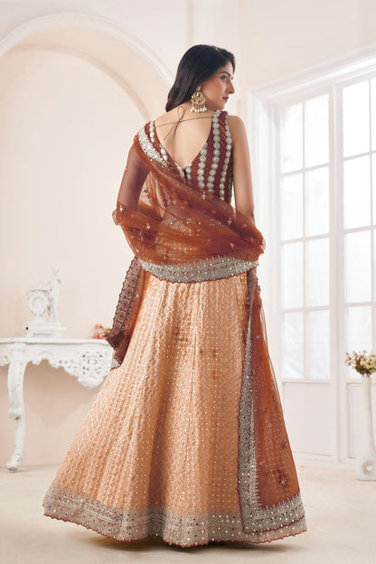 Beige Colour Embroidery Georgette Lehenga Choli