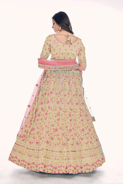 Beige Colour Embroidery Gota Silk Lehenga Choli