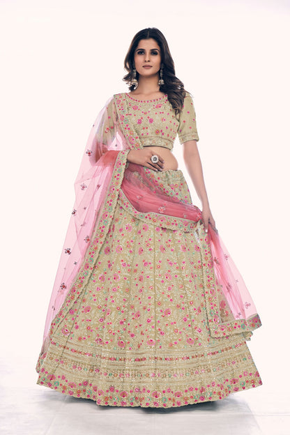 Beige Colour Embroidery Gota Silk Lehenga Choli