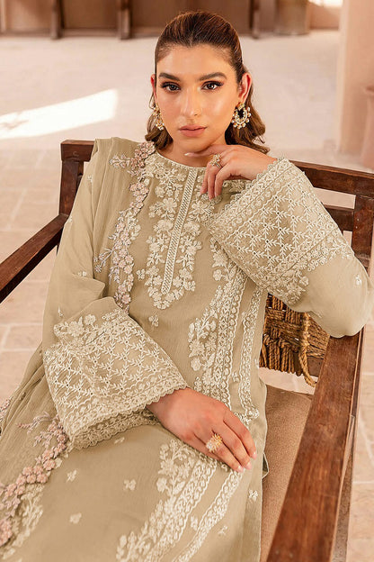 Beige Colour Faux Georgette Semi Stitched Pakistani Suit VSSM1140475