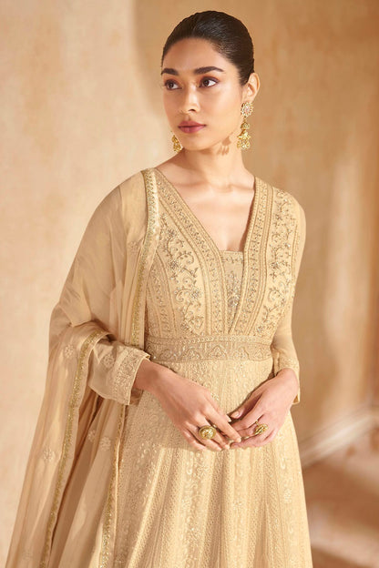 Beige Colour Georgette Anarkali Suit VSSM1140569