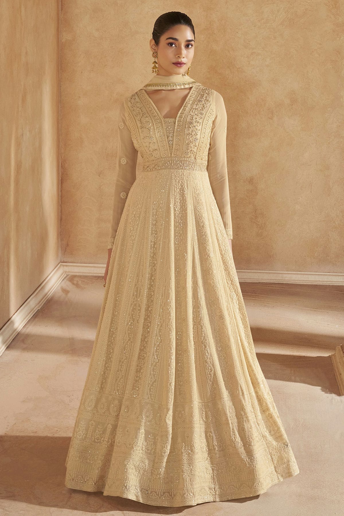 Beige Colour Georgette Anarkali Suit