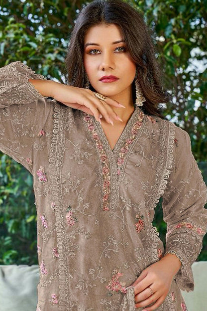 Beige Colour Georgette Pakistani Suit