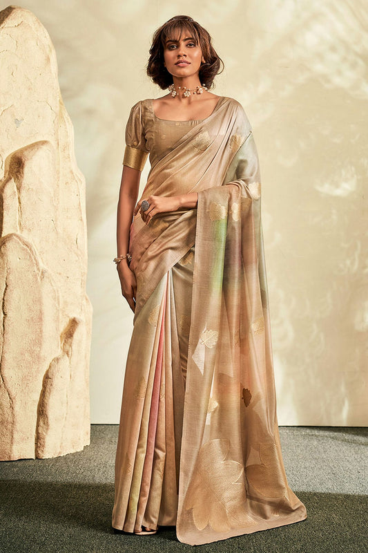 Beige Colour Handloom Khadi Saree