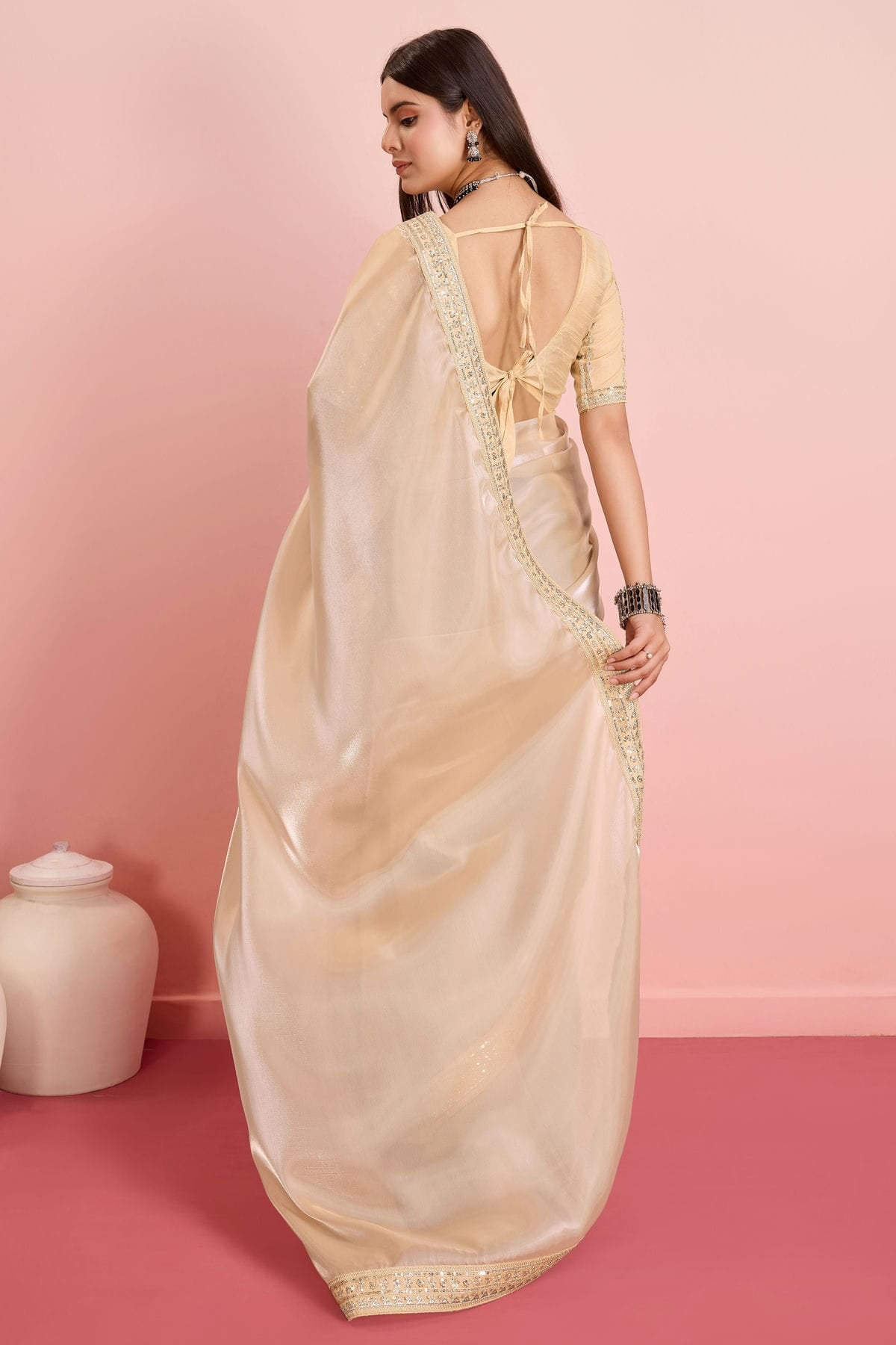 Beige Colour Jimmy Choo Saree