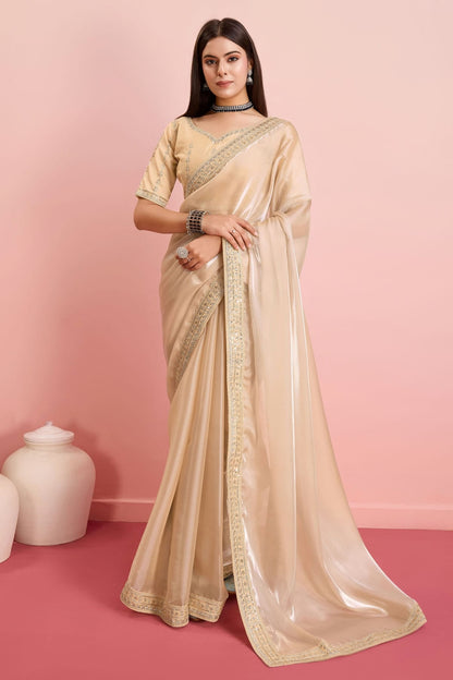 Beige Colour Jimmy Choo Saree