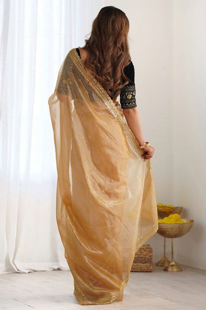 Beige Colour Net Designer Saree