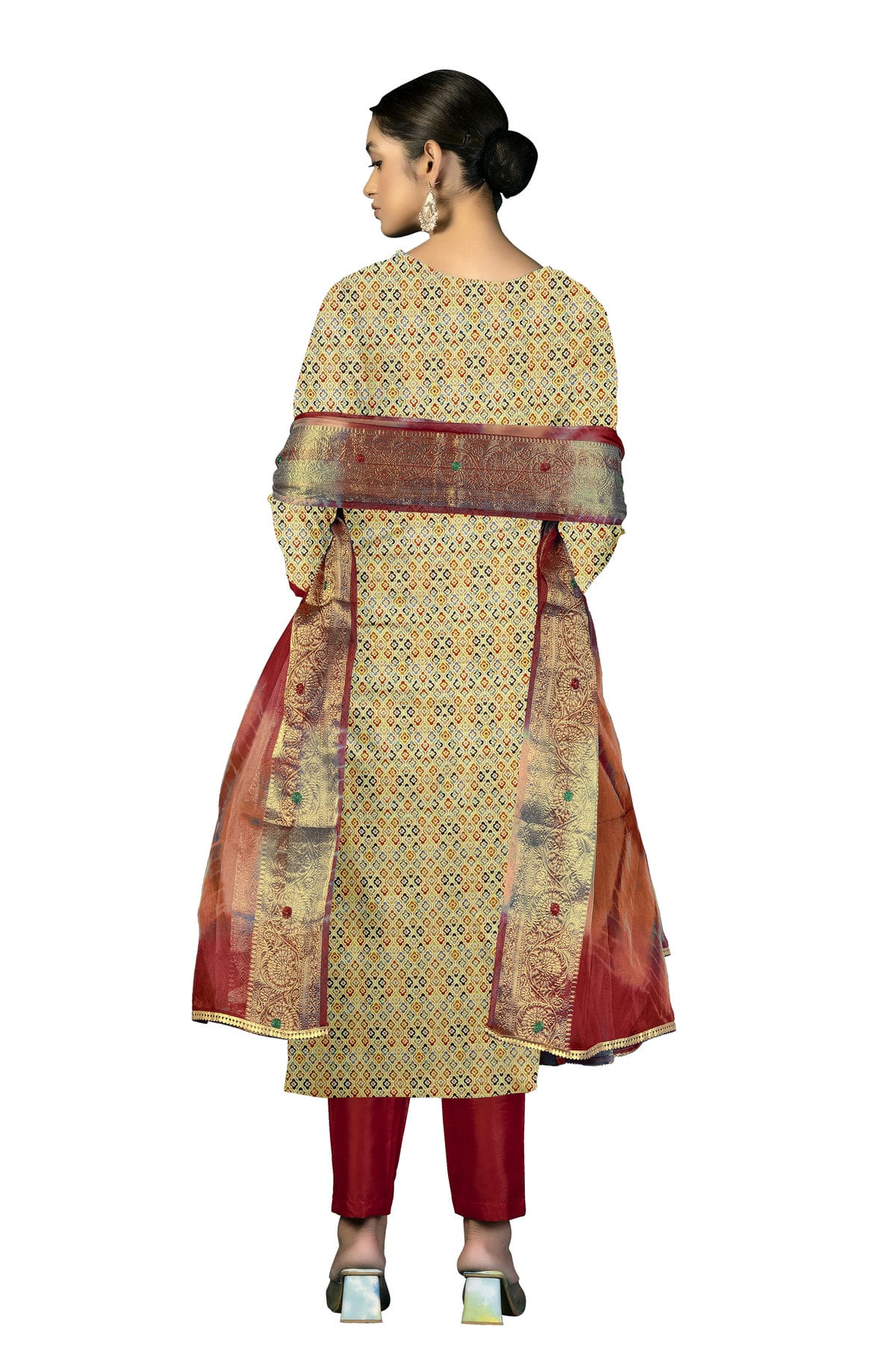 Beige Colour Unstitched Cotton Fabric Straight Suit