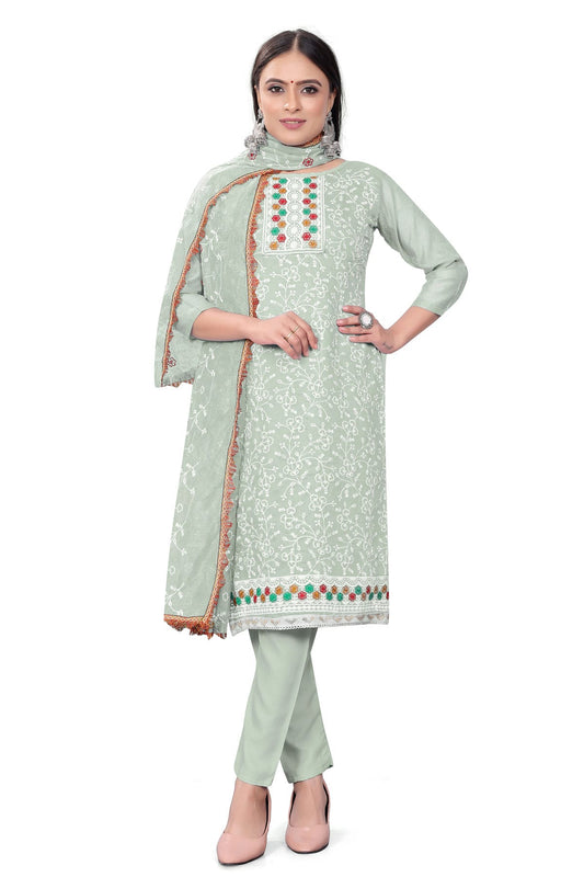 Beige Colour Unstitched Modal Chanderi Straight Suit