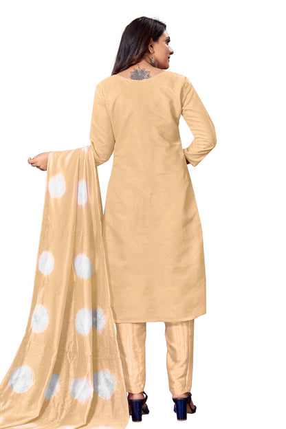 Beige Colour Unstitched Modal Cotton Straight Suit