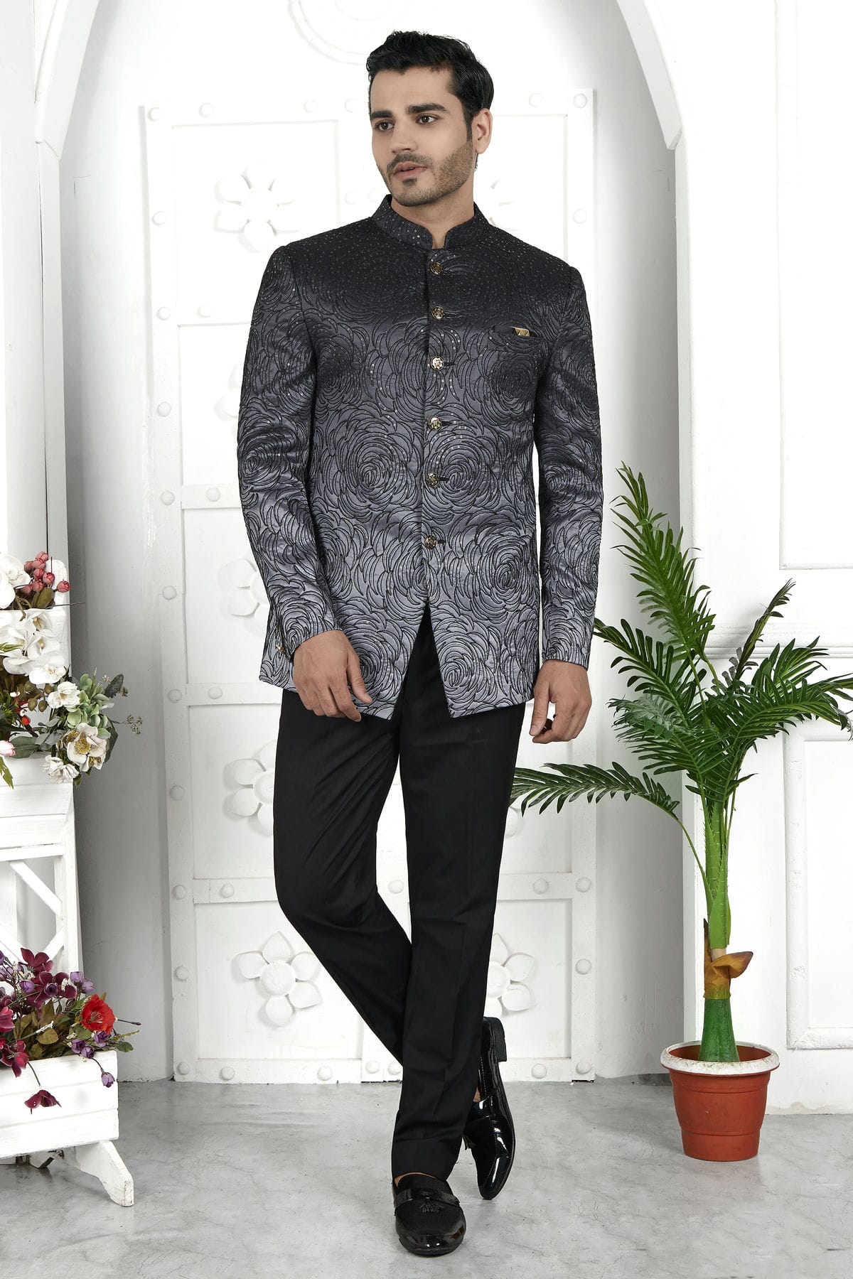 Black Colour Art Silk Jodhpuri Jacket