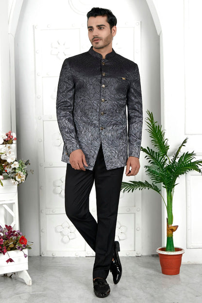 Black Colour Art Silk Jodhpuri Jacket