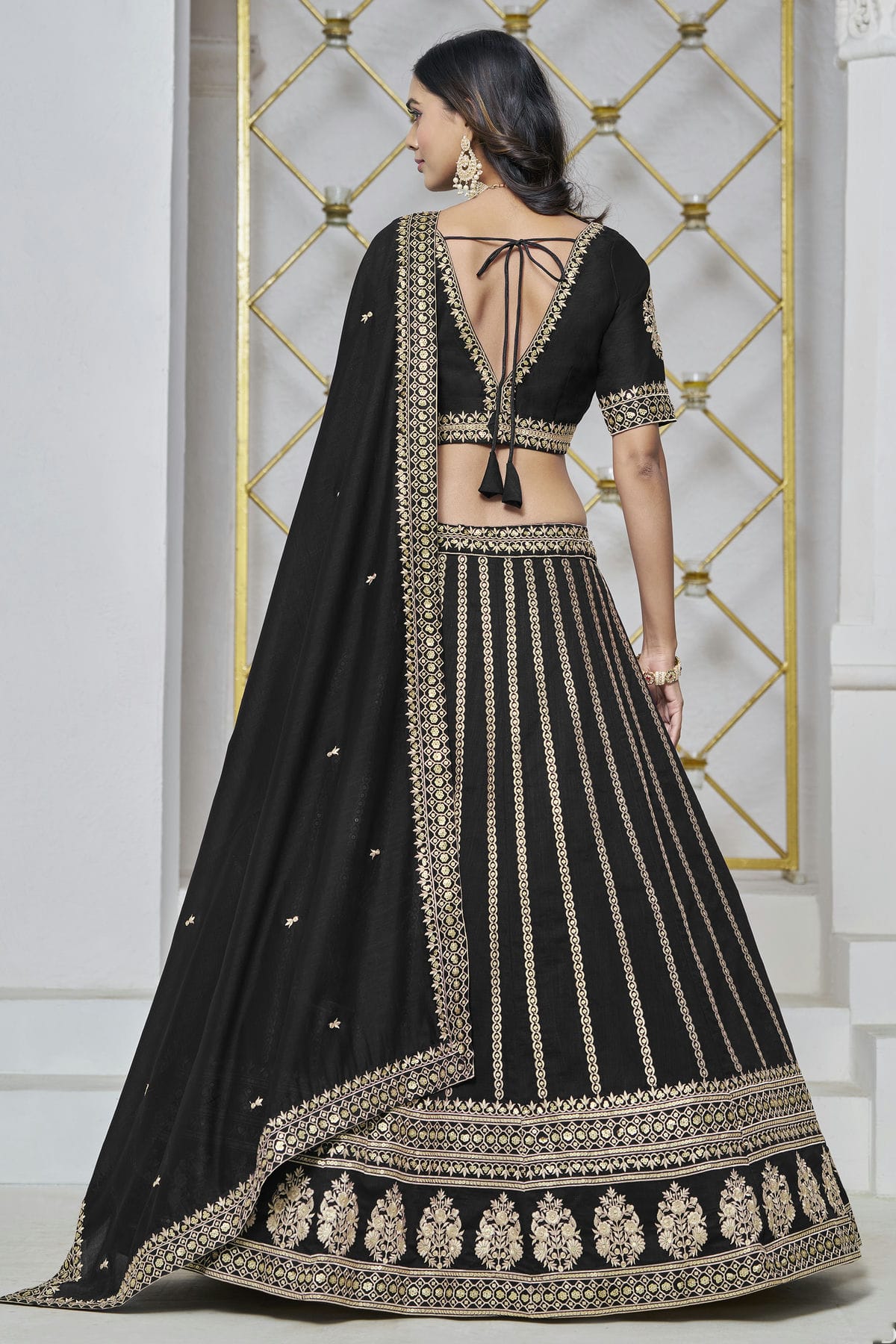 Black Colour Art Silk Lehenga Choli