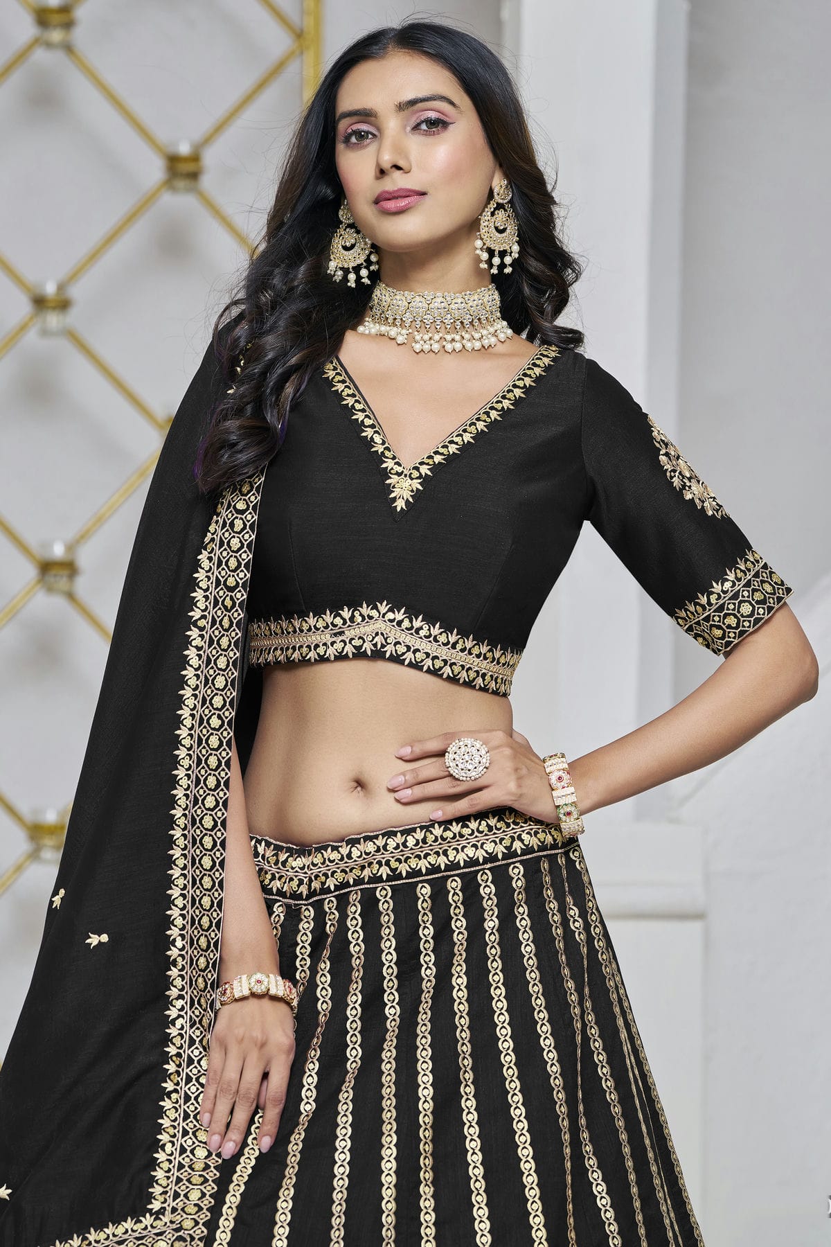 Black Colour Art Silk Lehenga Choli