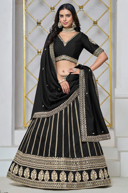 Black Colour Art Silk Lehenga Choli