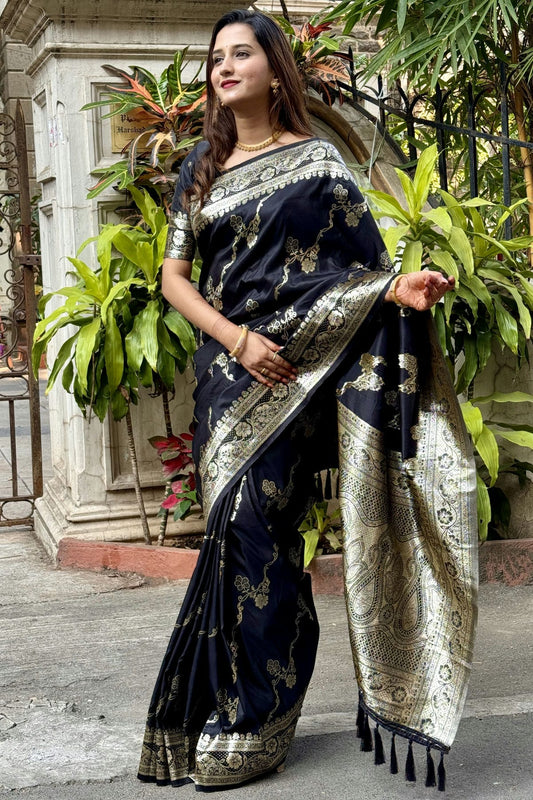 Black Colour Banarasi Silk Traditional Saree