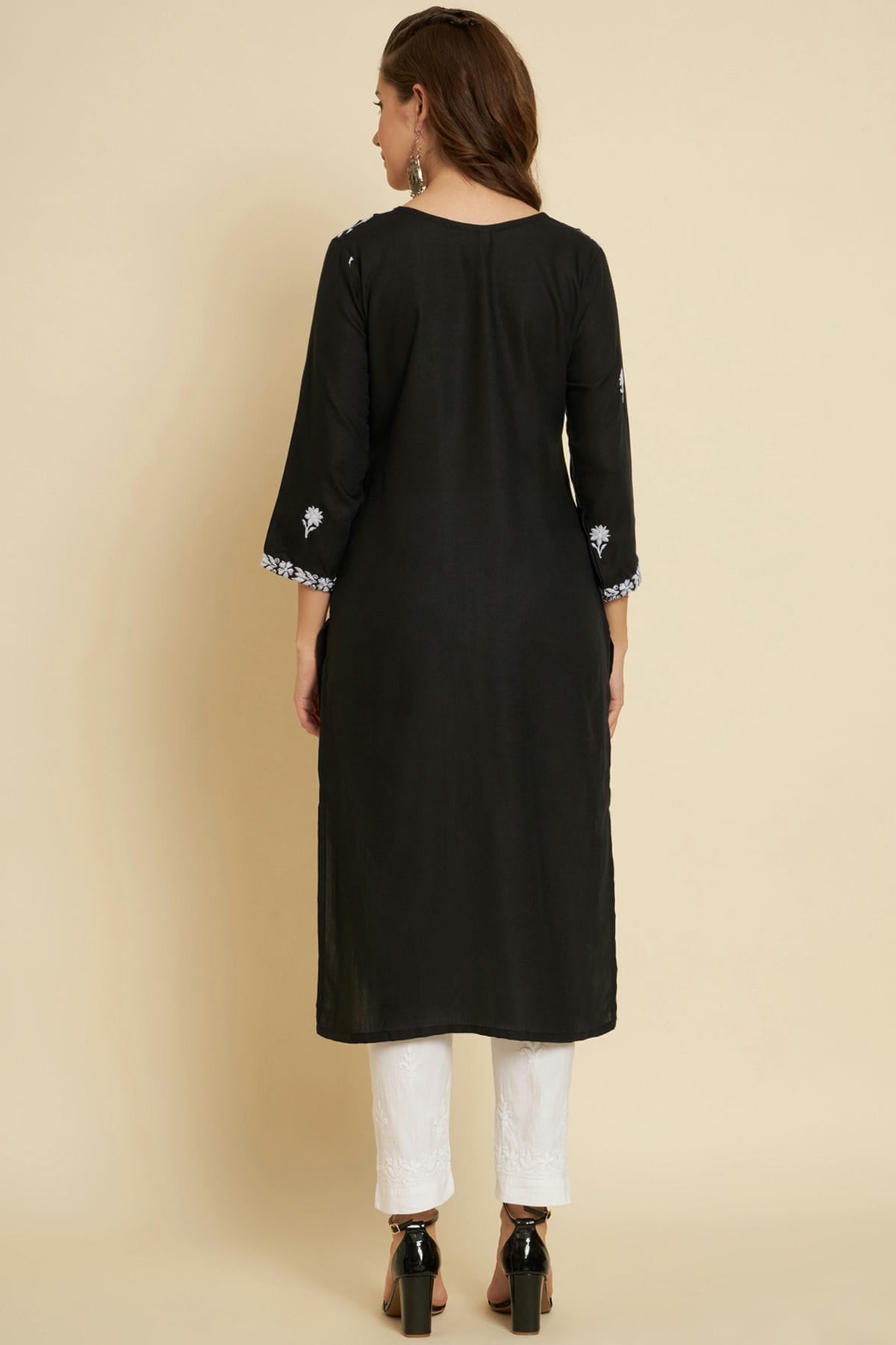 Black Colour Cotton Slub Kurti VSKR1111043