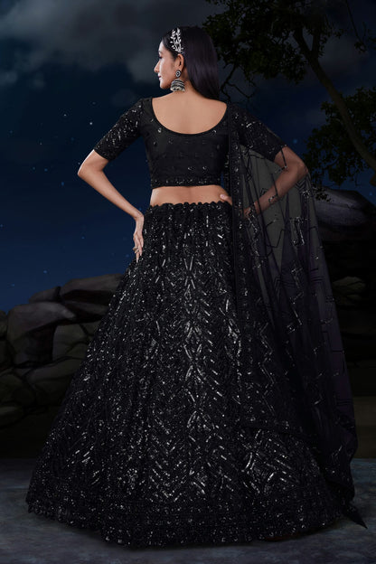 Black Colour Embroidery Soft Net Lehenga Choli