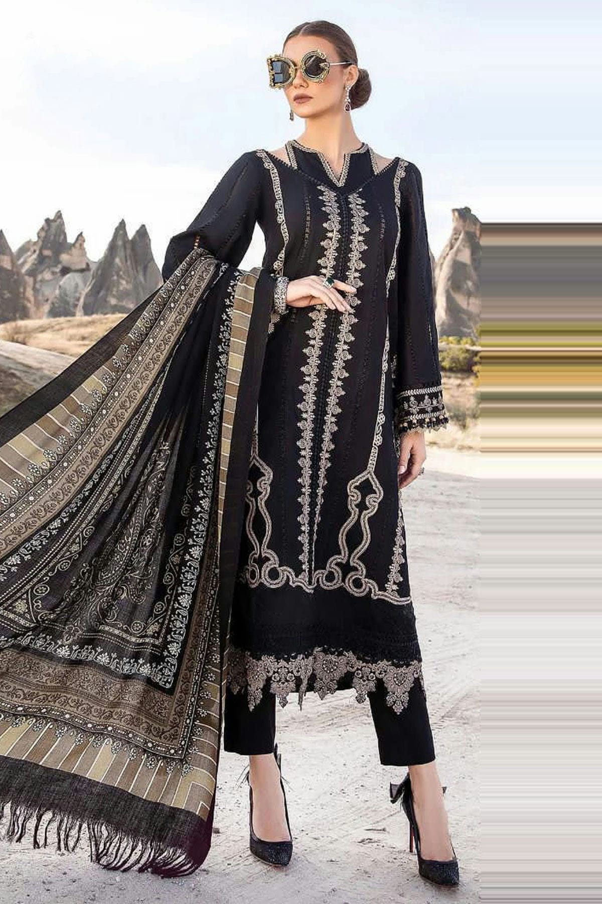 Black Colour Faux Georgette Pakistani Suit