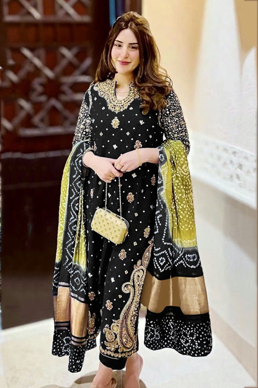 Black Colour Faux Georgette Pakistani Suit