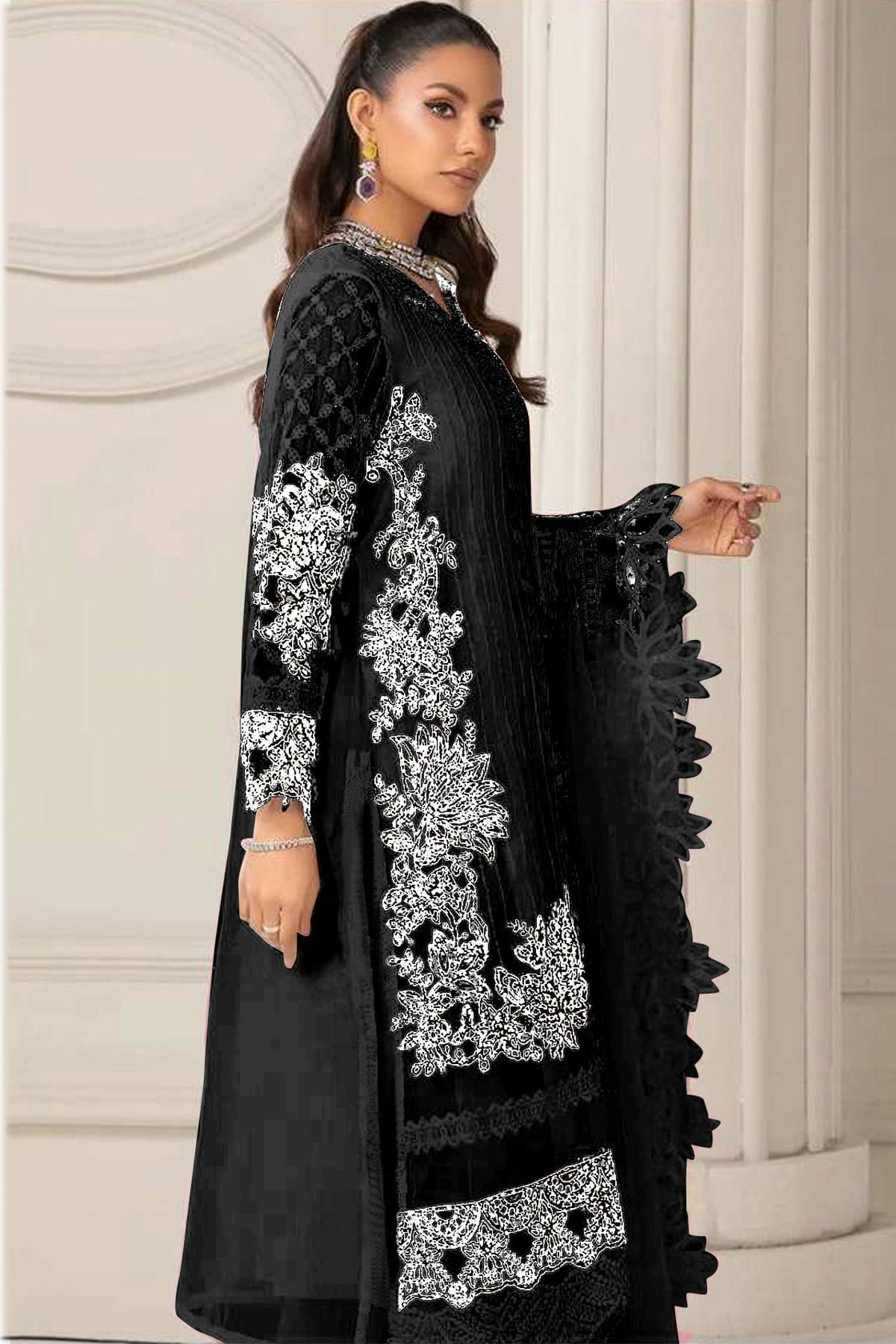 Black Colour Faux Georgette Pakistani Suit