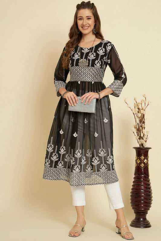 Black Colour Georgette Kurti