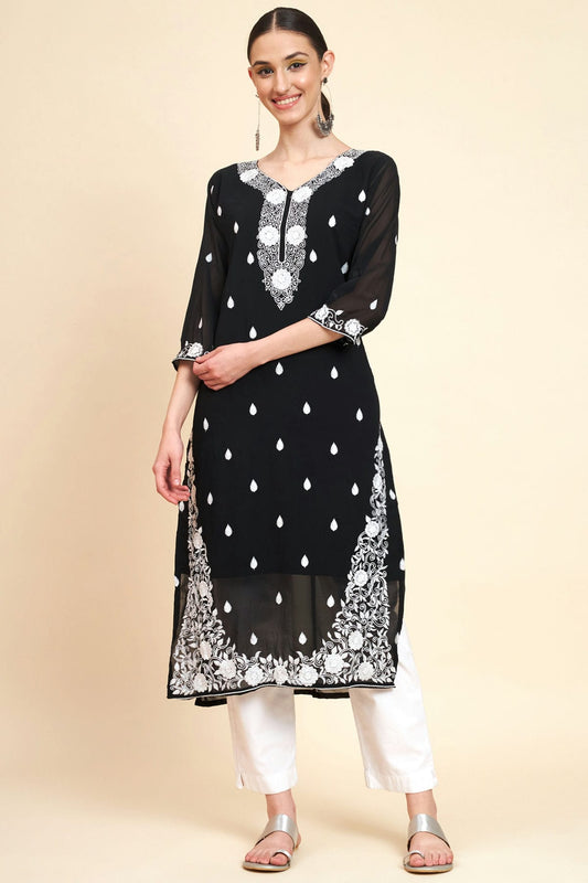 Black Colour Georgette Kurti