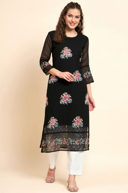 Black Colour Georgette Kurti