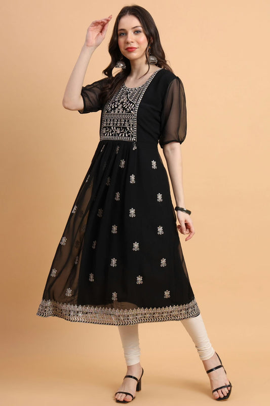 Black Colour Georgette Kurti