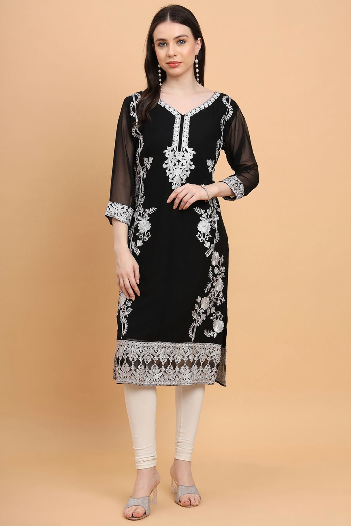 Black Colour Georgette Kurti