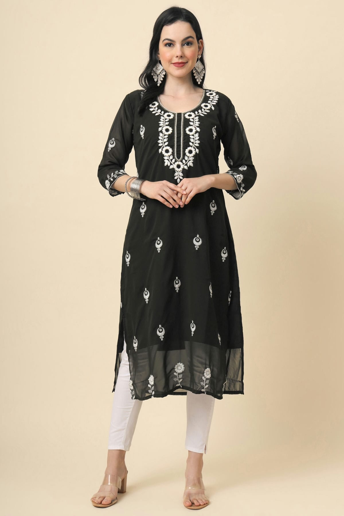 Black Colour Georgette Kurti