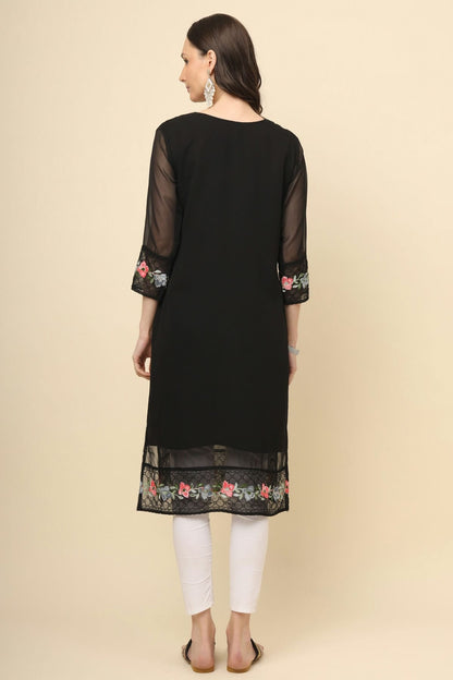 Black Colour Georgette Kurti VSKR1111190