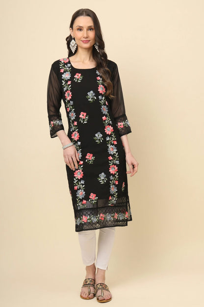 Black Colour Georgette Kurti