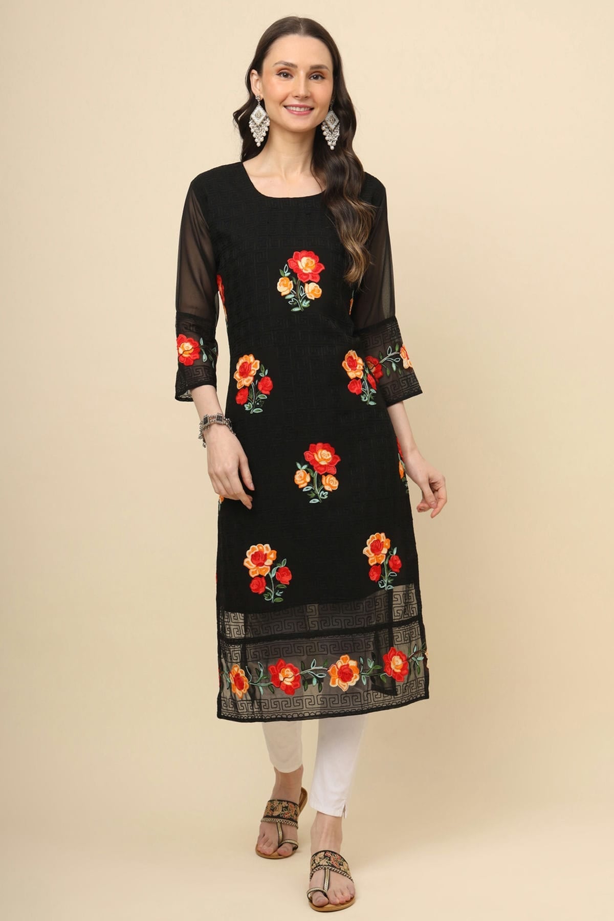 Black Colour Georgette Kurti