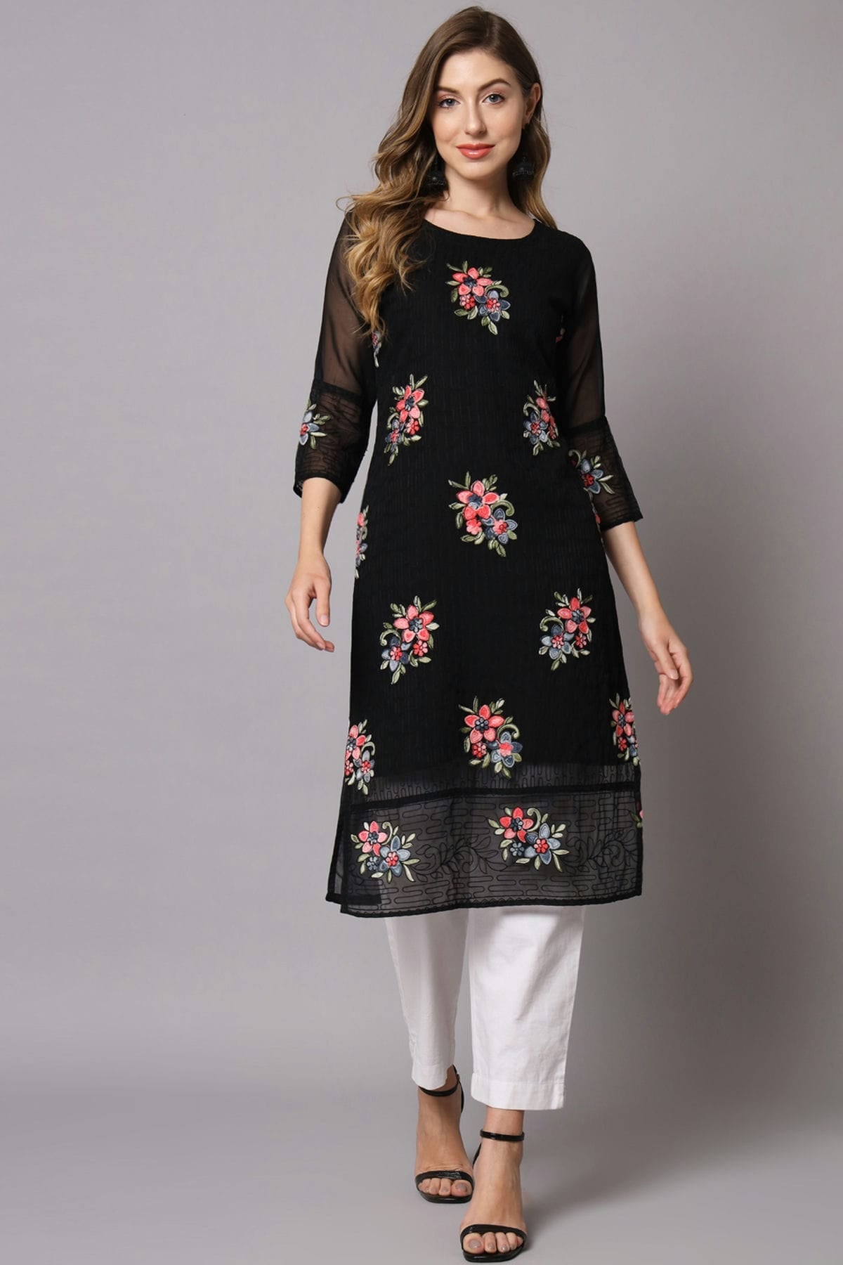 Black Colour Georgette Kurti