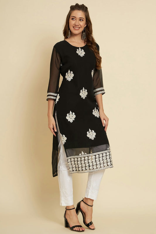 Black Colour Georgette Kurti