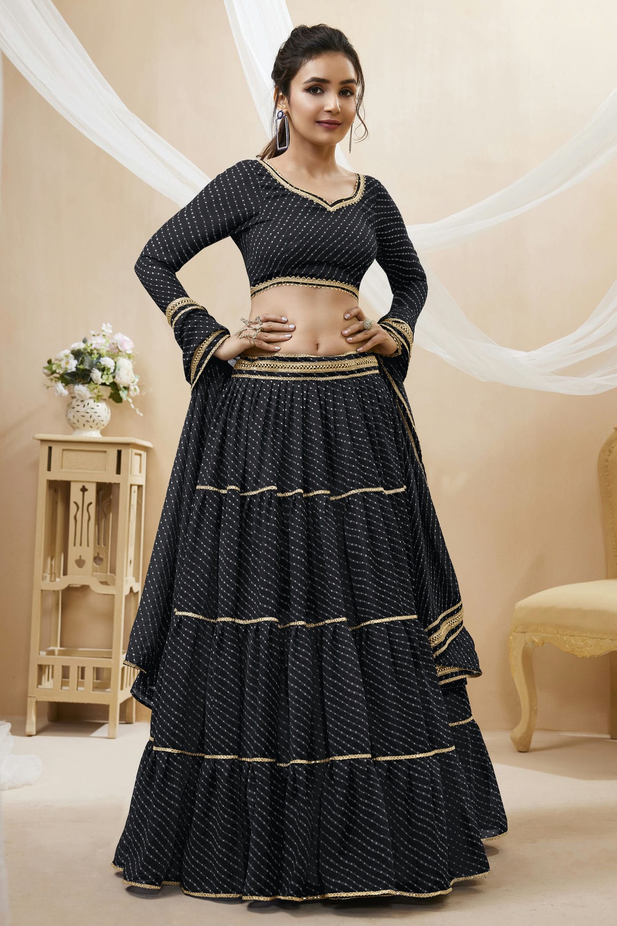 Black Colour Georgette Lehenga Choli